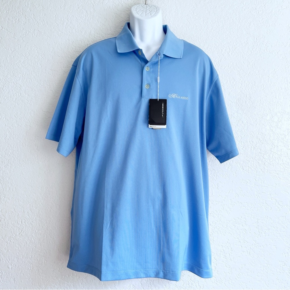 Nike Golf Dri-Fit Light Blue Polo Shirt XL Bellagio Las Vegas UV NWT Men's
